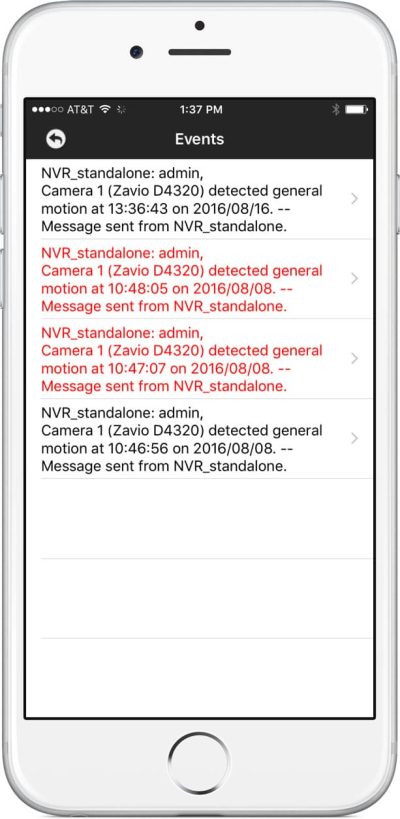 iPhone App Motion Detection Event Log