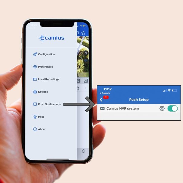 Enable push notifications on the app Camius View app