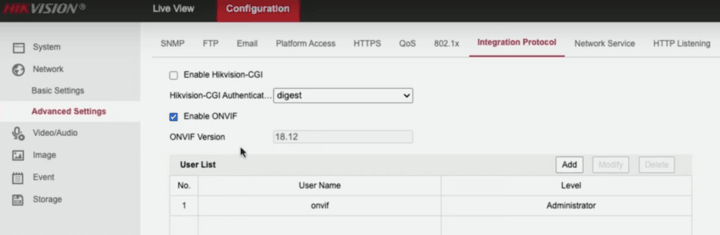 How To View Hikvision Camera On Smart TV 6 Enable Onvif on Hikvision Camera